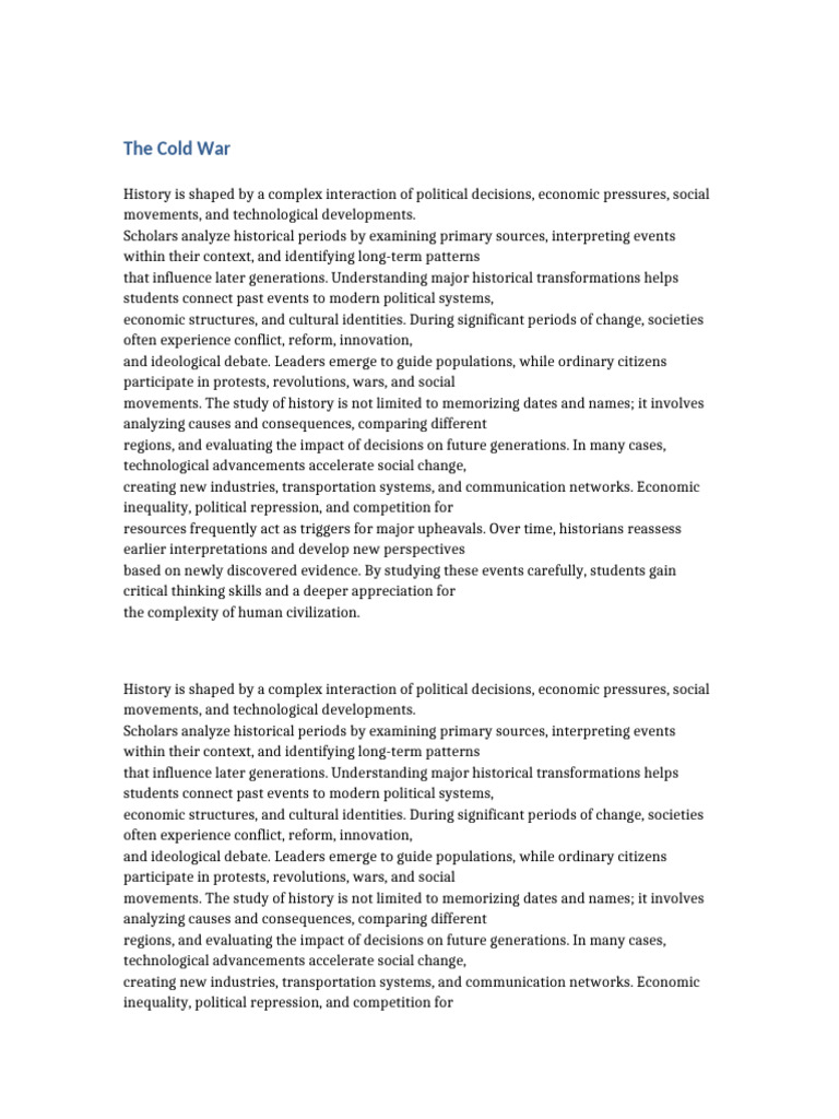 History Doc 5 the Cold War | PDF | Revolutions | Critical Thinking