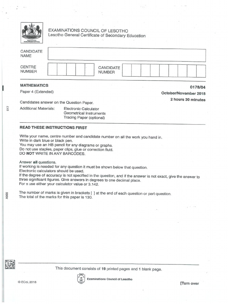 maths paper 4 | PDF