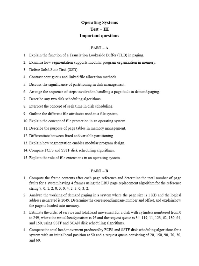Important Questions - 3 | PDF | Scheduling (Computing) | Computer Hardware