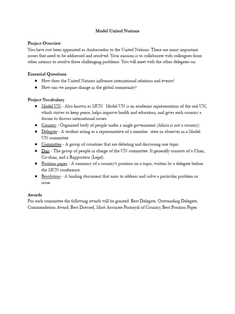 Model United Nations | PDF