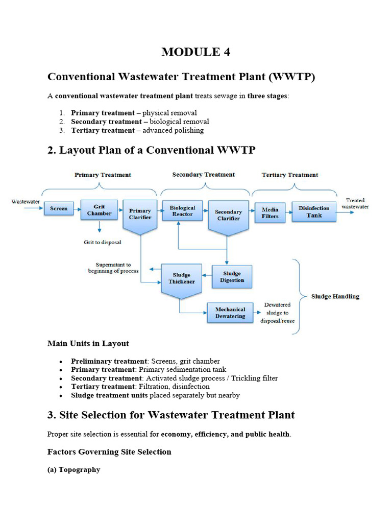 Conventional Wastewater Treatment Plant (WWTP) : Main Units in Layout ...