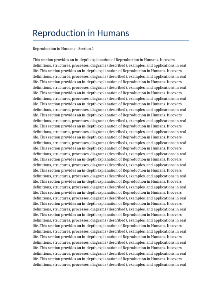 Reproduction in Humans | PDF
