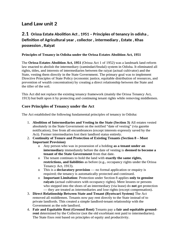 Land Law unit 2 | PDF | Leasehold Estate | Lease