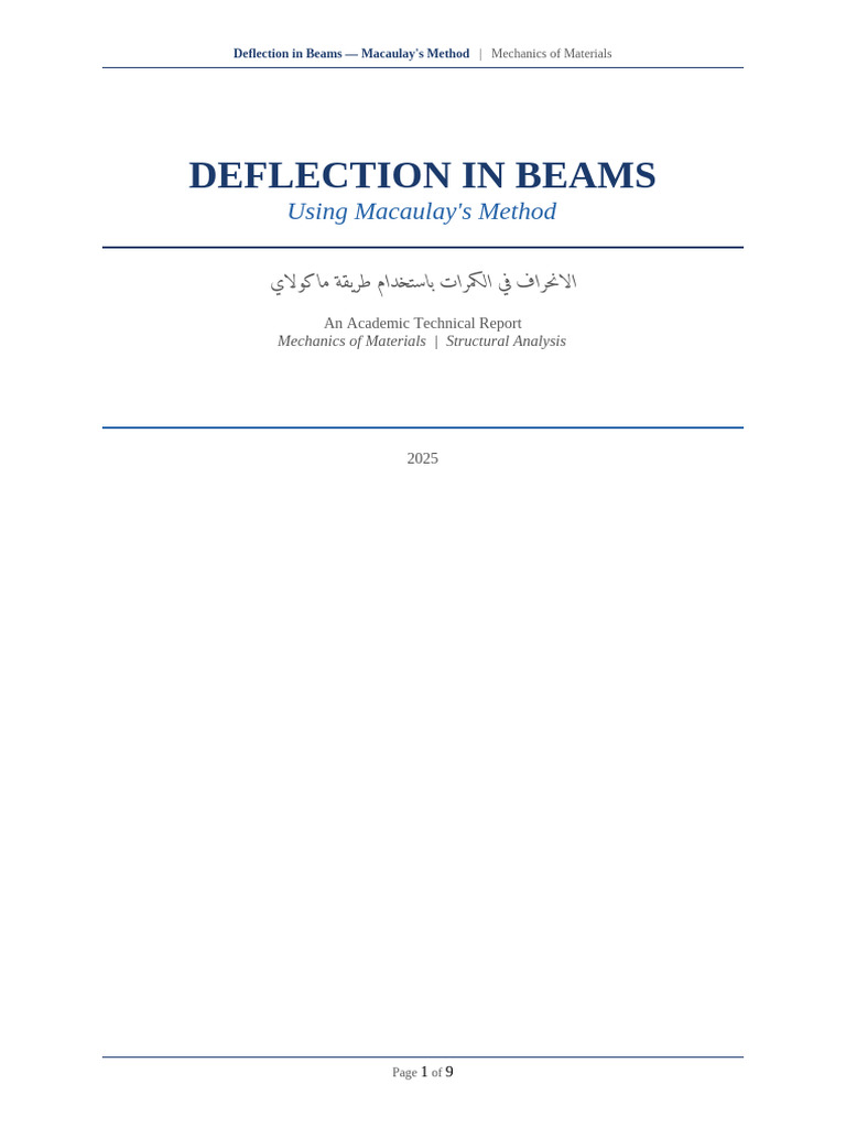 Macaulay Beam Deflection Report | PDF