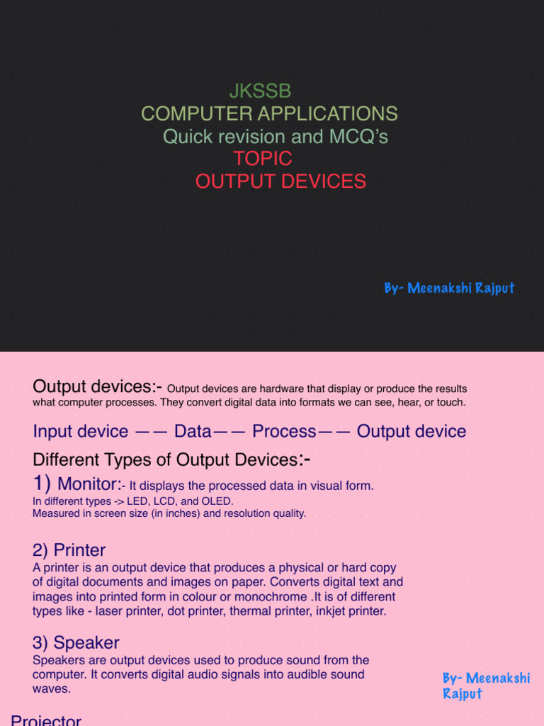 Output Devices.pptx.PDF (2) | PDF | Printer (Computing) | Office Work