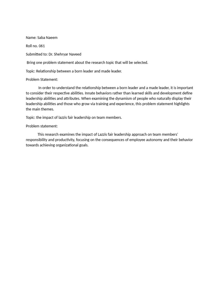 Research Problem Statement | PDF
