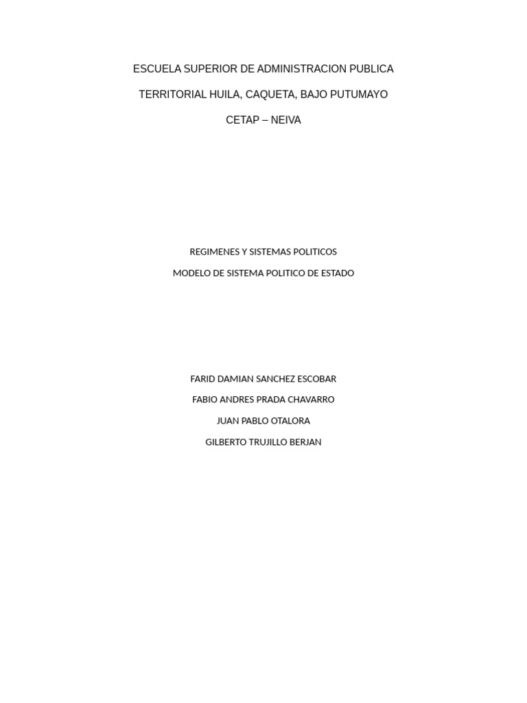 Modelo Sistema Politico | PDF | Separación de poderes | Democracia