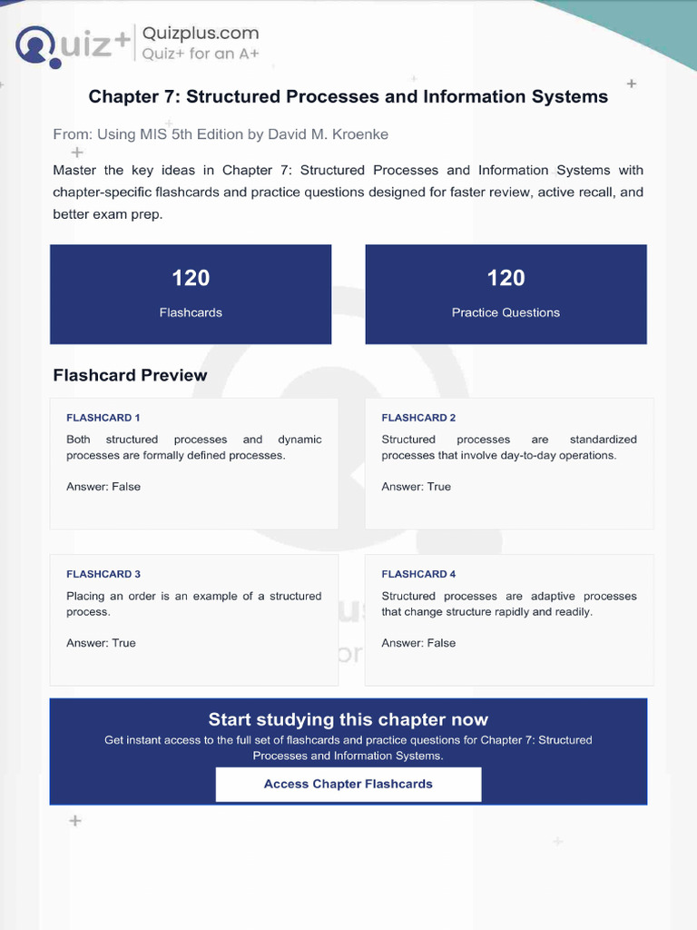 Flashcards for Chapter 7 Structured Processes and Information Systems | PDF
