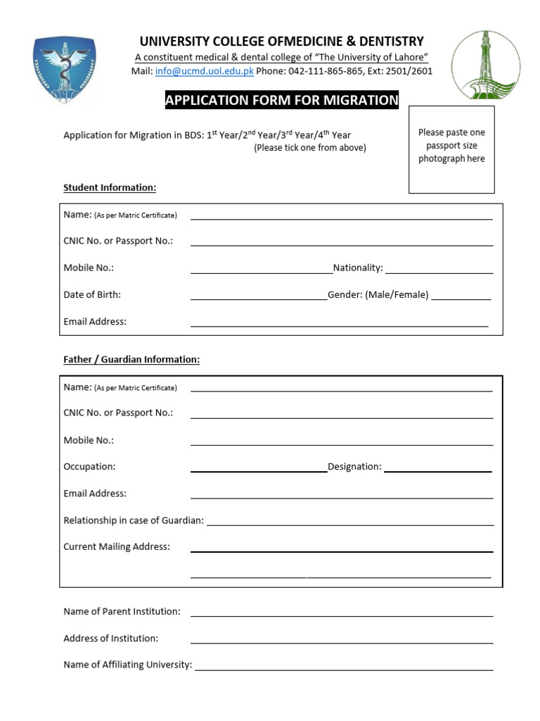 Migration Application Form | PDF | Dental Degree