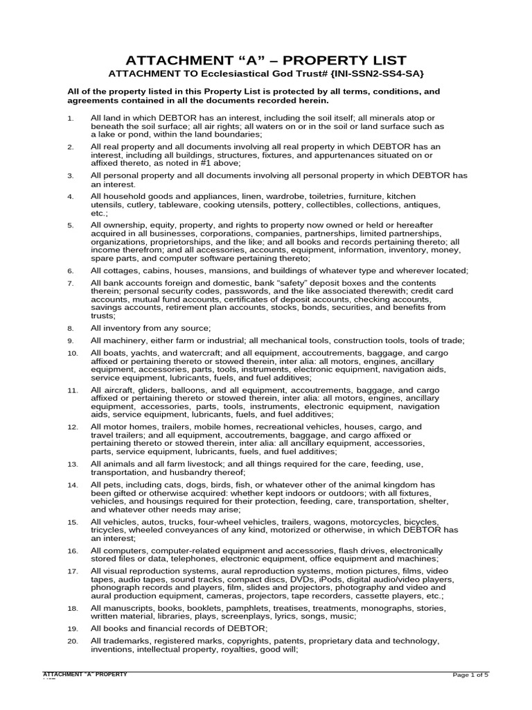 Property List - Trust Attachment (1) | PDF | Computer Data Storage ...