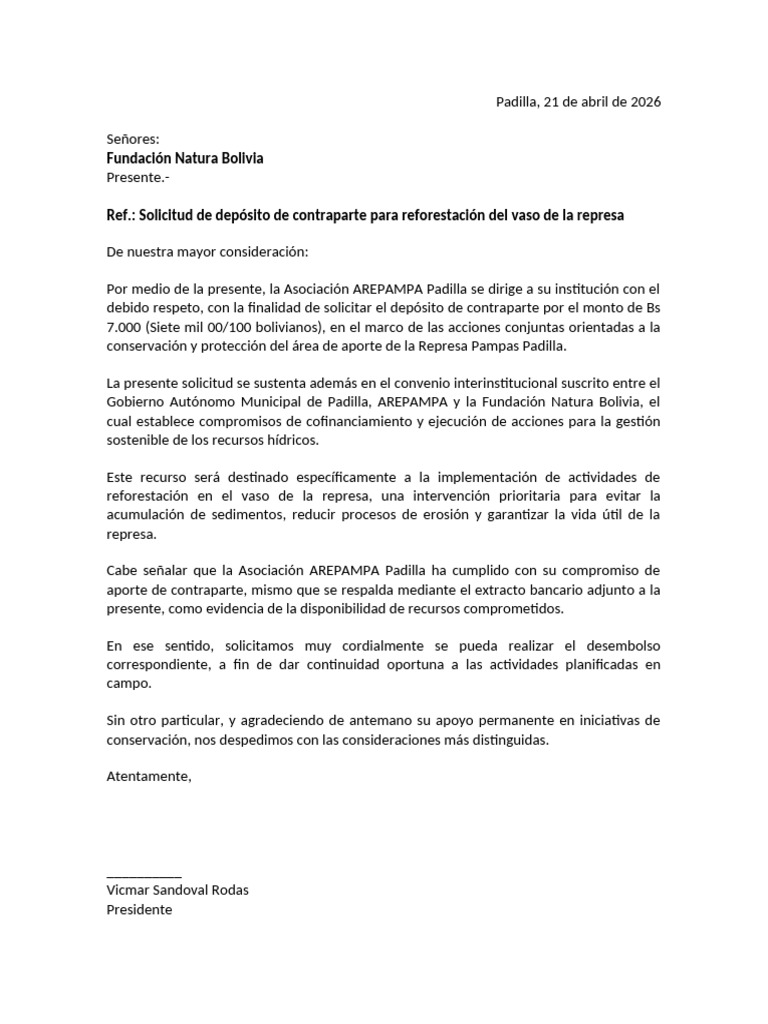 Nota de Solicitud de Contraparte | PDF