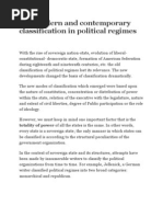 The Modern and Contemporary Classification in Political Regimes