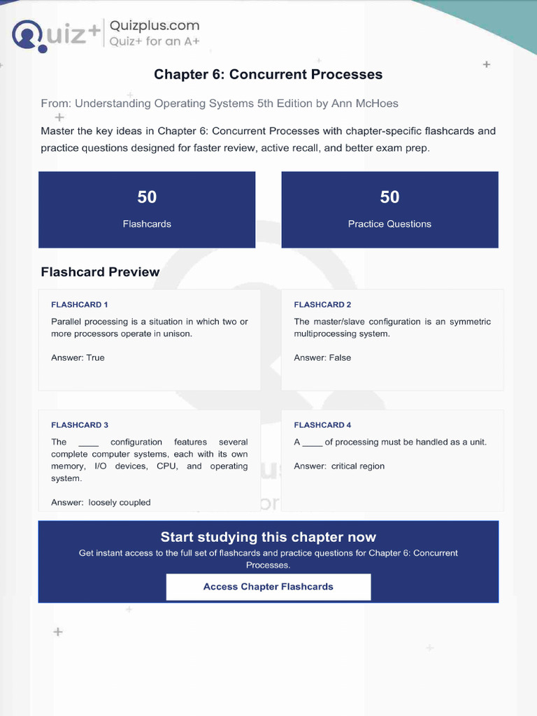Flashcards for Chapter 6 Concurrent Processes | PDF