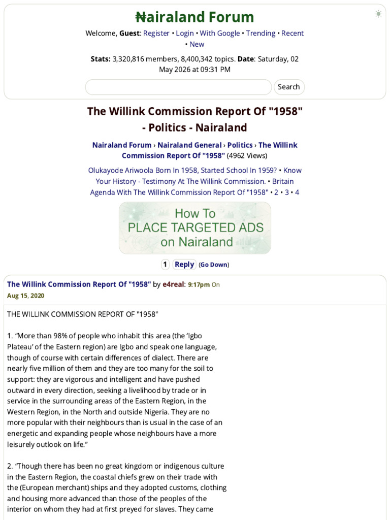 On The Willink Commission Report Of _1958_ - Politics - Nigeria | PDF ...