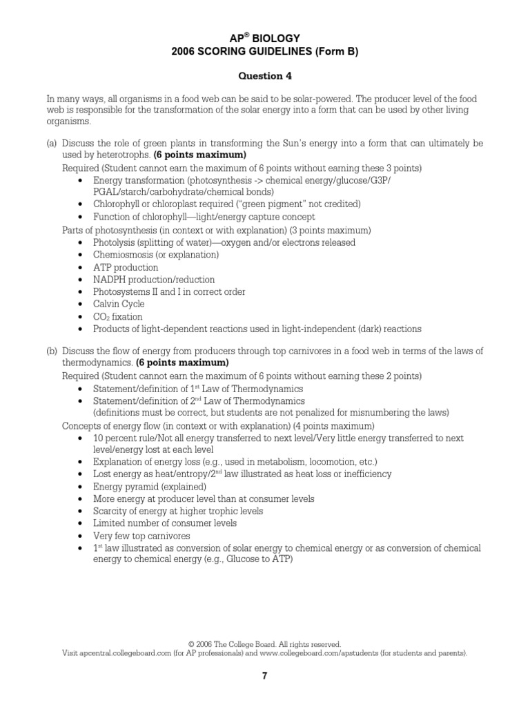 Ap06 Biology Formb Samples q4 | PDF | Photosynthesis | Chemistry