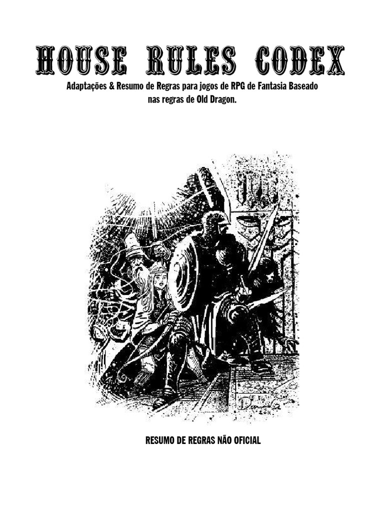 House Rules Codex Medieval Fantasy - Adaptações e Resumo de Regras Para ...