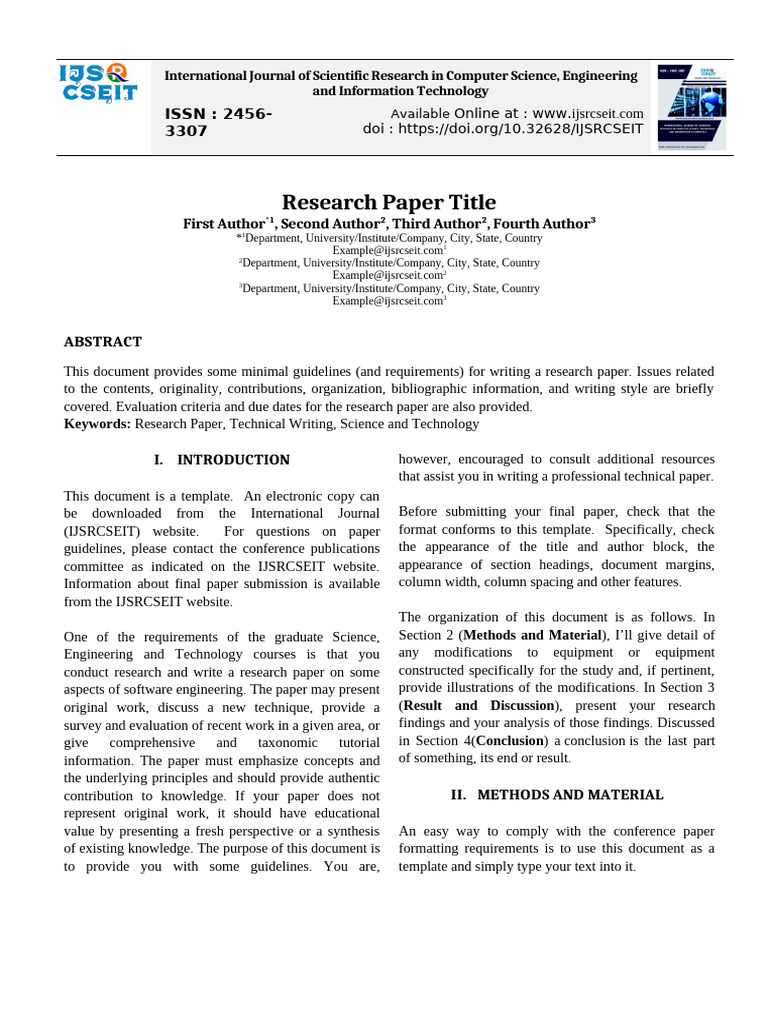 Ijsrcseit Paper Template A4 | PDF | Paragraph | Academic Publishing