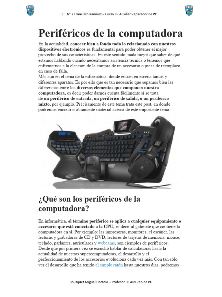 1.2.b Perifericos de La Computadora | PDF | Periférico | Tubo de rayos ...