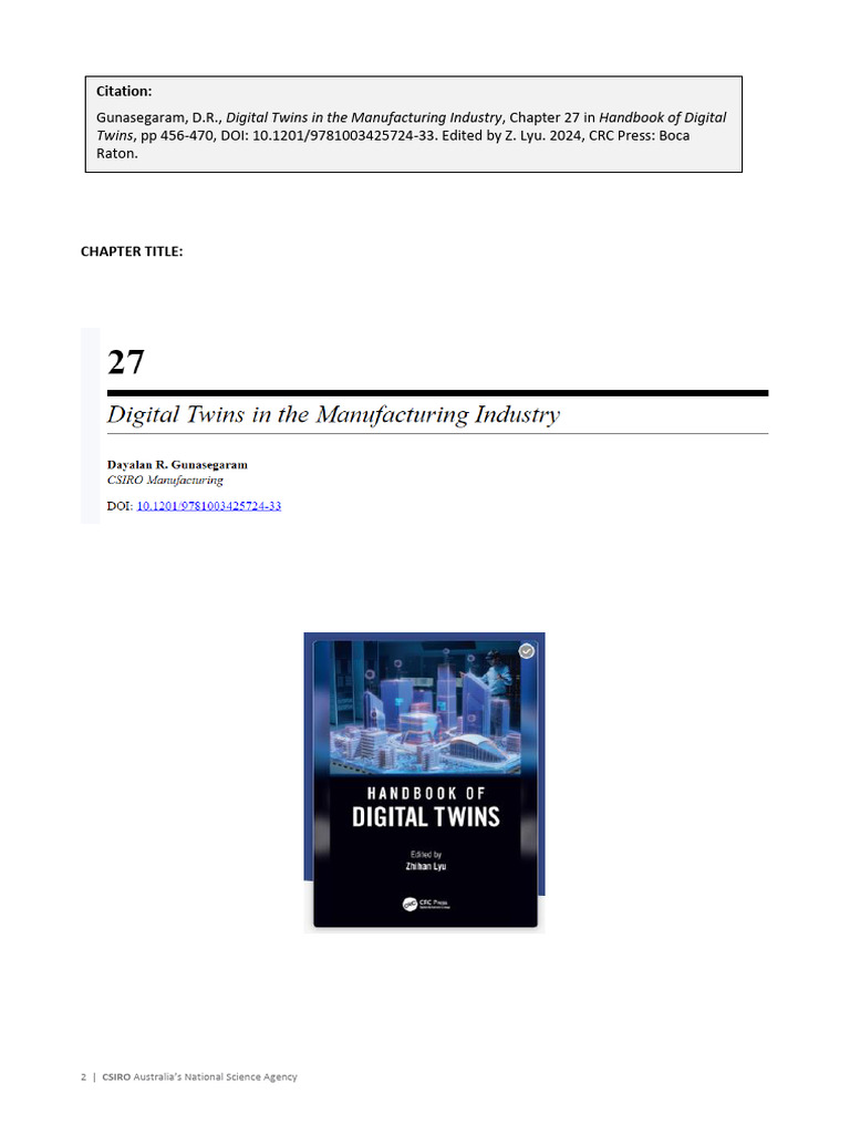 Digital Twins in the Manufacturing Industry | PDF | Artificial ...