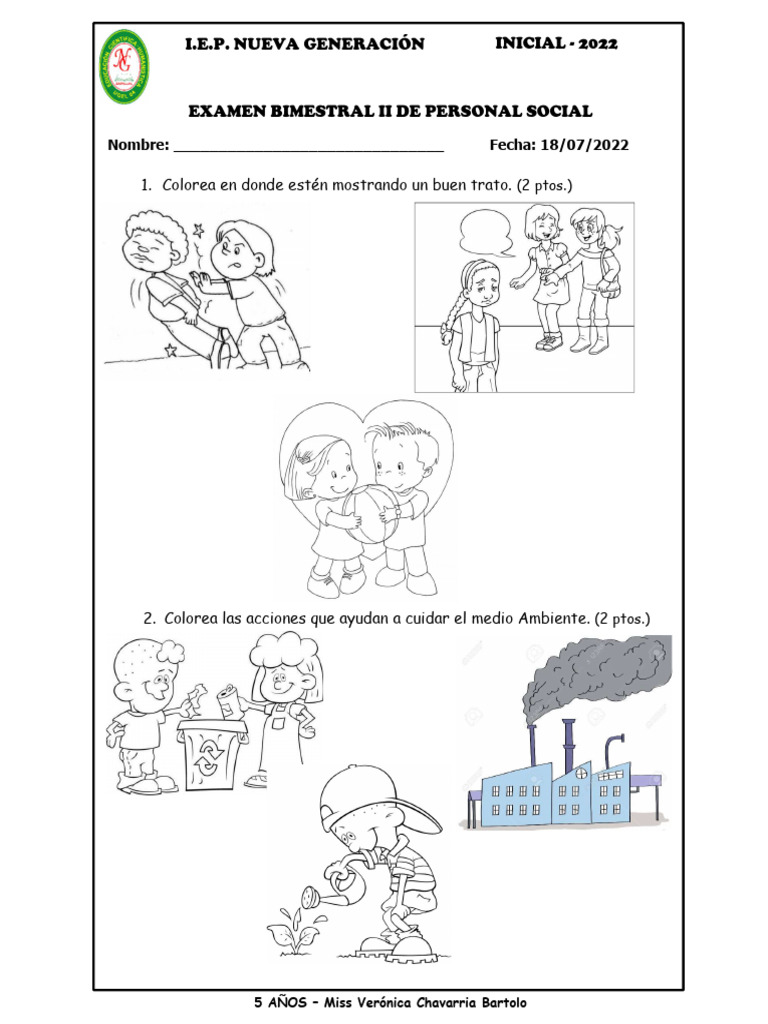 Examen Personal Social II Bimestre | PDF