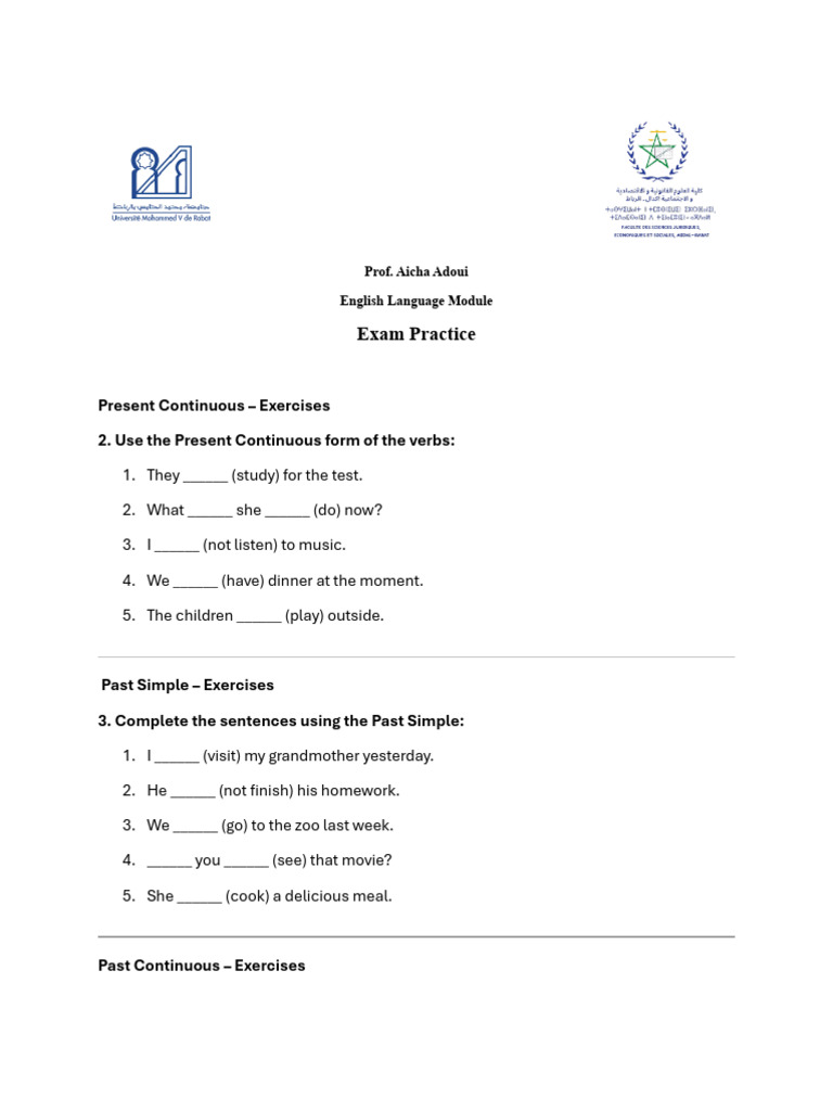 Exam Practice Activities | PDF