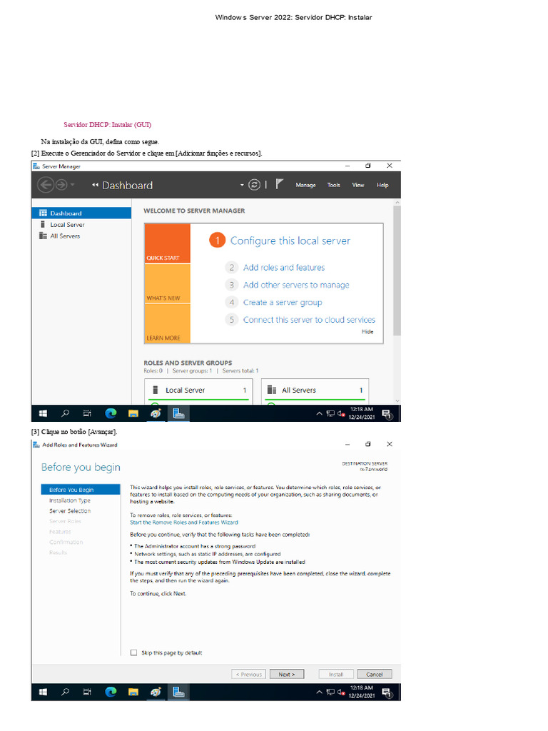 3 - Windows Server 2022 - Servidor DHCP - Instalar | PDF | Famílias de ...