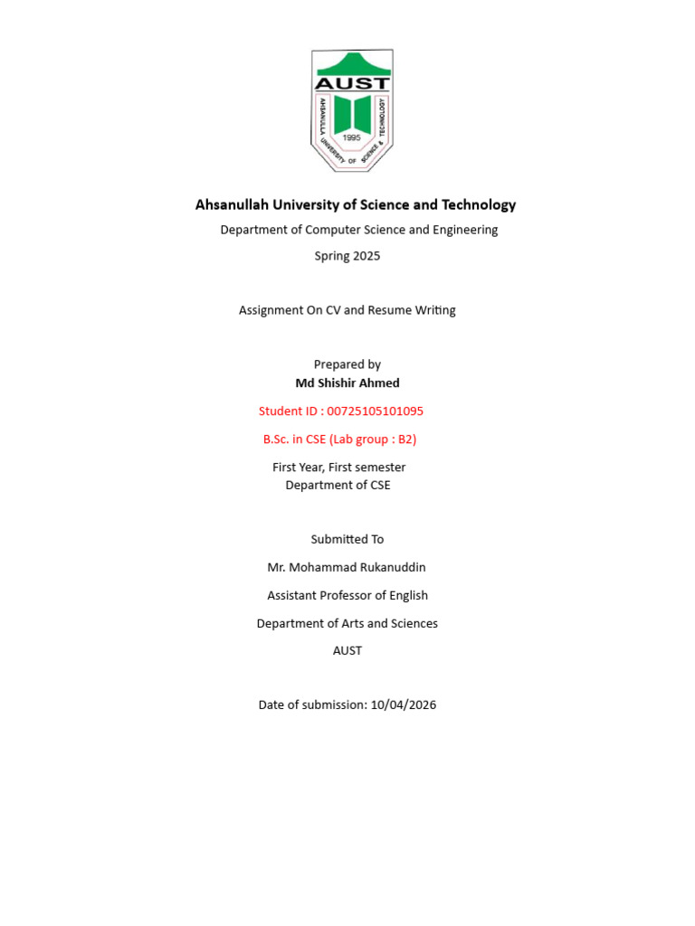 Template for Cover Page of Assignment | PDF