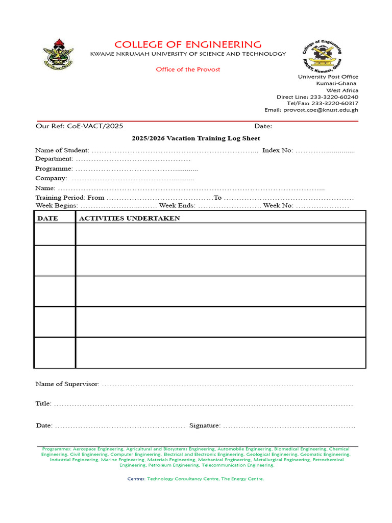 2025_2026 Internship Log Sheet_LEGAL | PDF