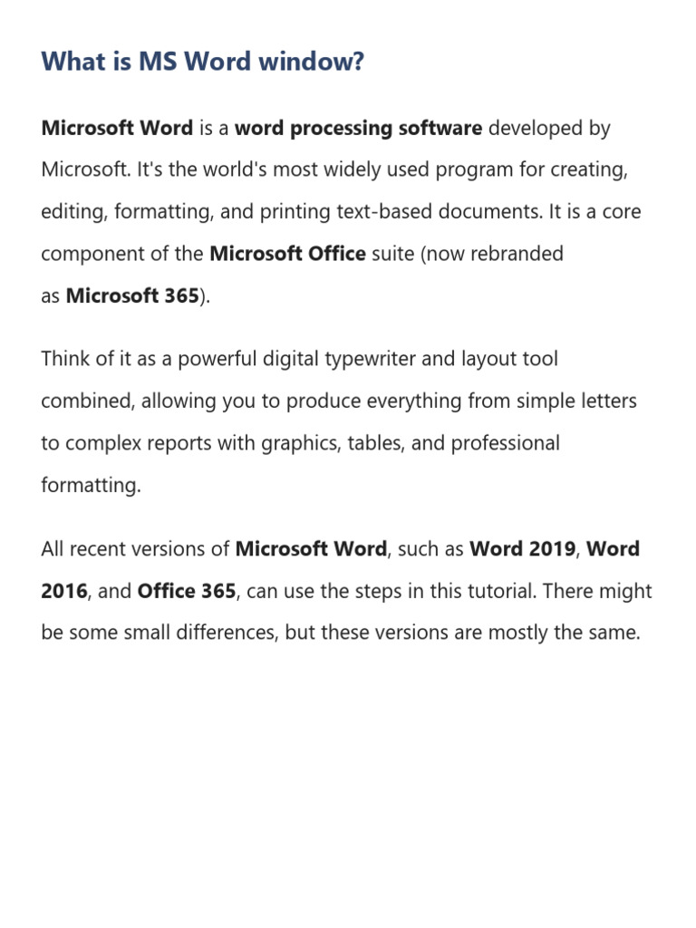 What is MS Word Window | PDF | Microsoft Word | Window (Computing)