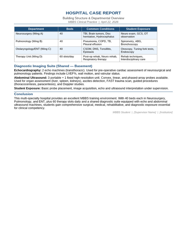 Hospital Case Report | PDF