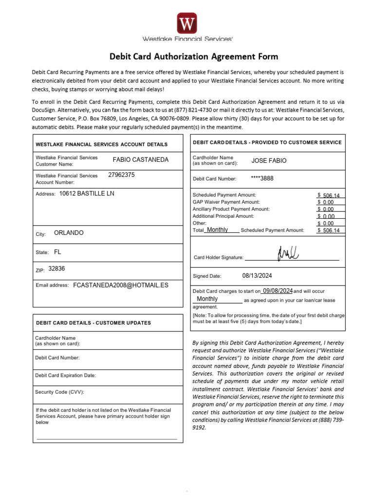 Debit Card Form Wf | PDF | Debit Card | Payments
