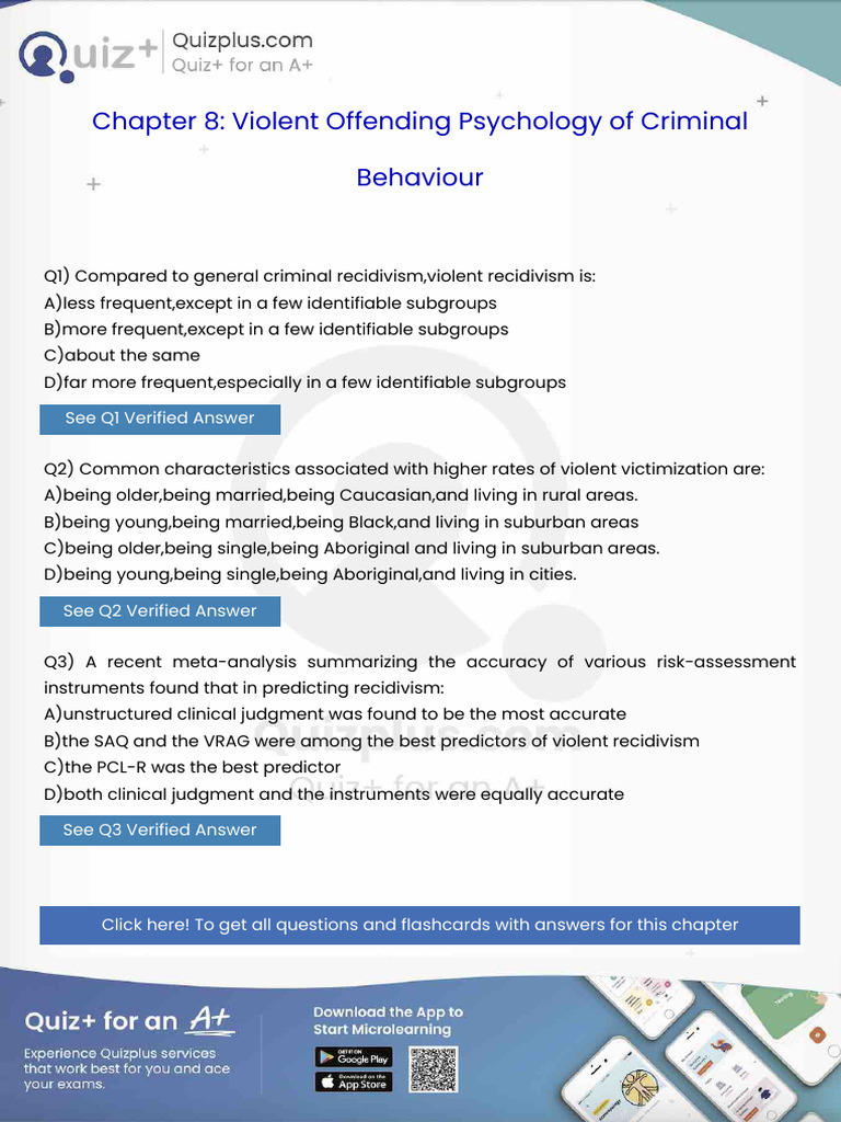 Compared to General Criminal Recidivismviolent Recidivism Is | PDF ...