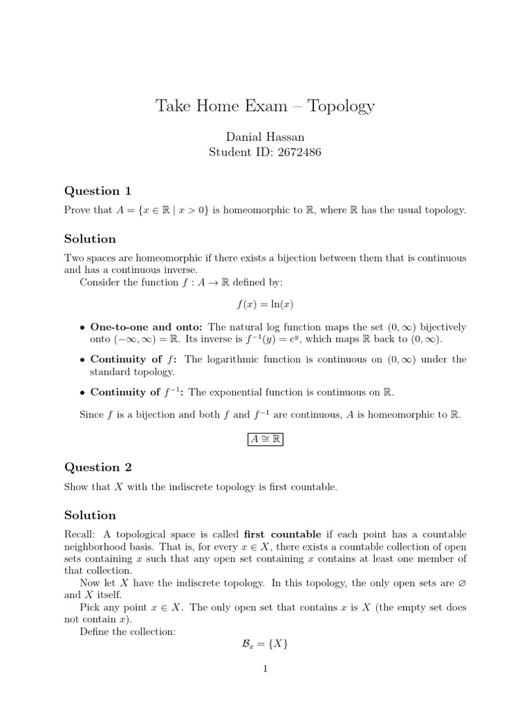 Topology Assignment by Hassan Danyal | PDF | Mathematical Objects ...