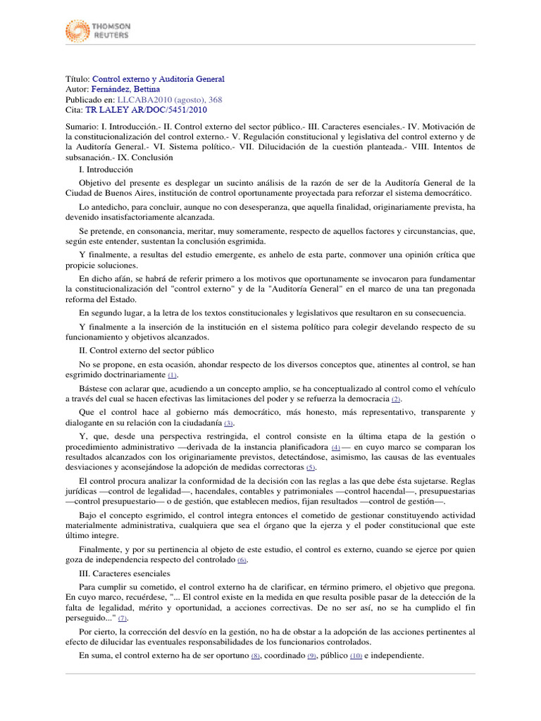 Fernández, Bettina - Control Externo y Auditoría General | PDF ...
