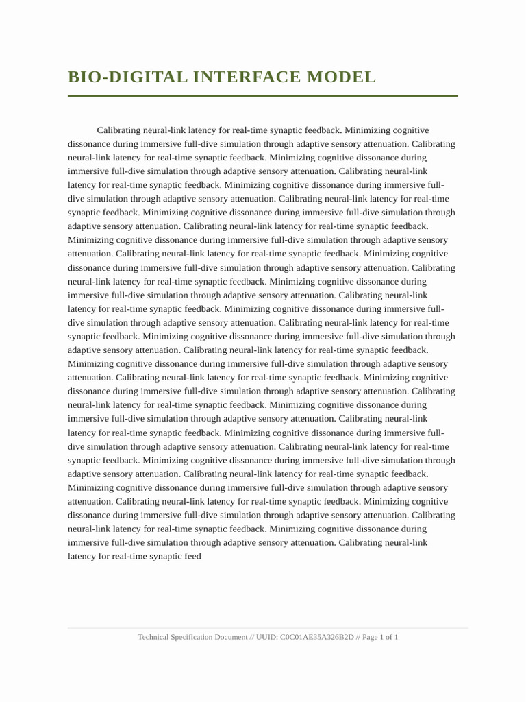 Bio Digital Interface Model | PDF | Neuroscience | Cognitive Science