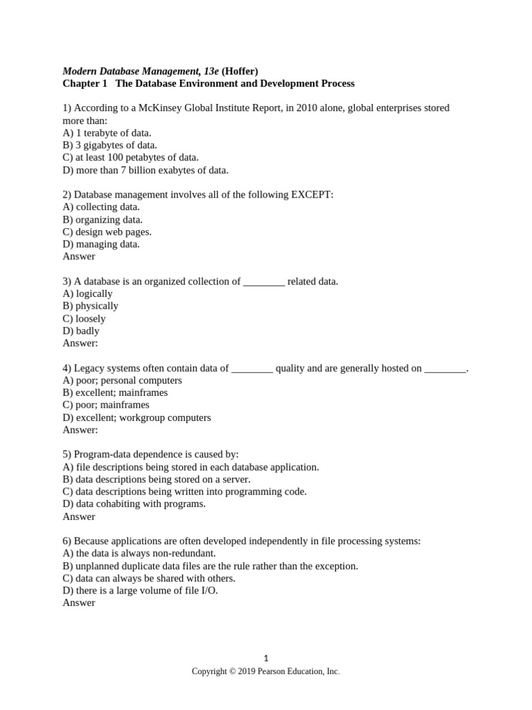 chapter 1_ test_questions_studentversion | PDF | Databases | Data Model