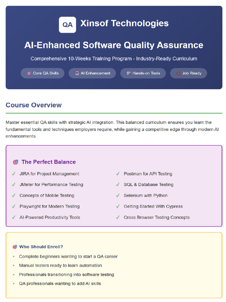 SQA Course by Xinsof | PDF