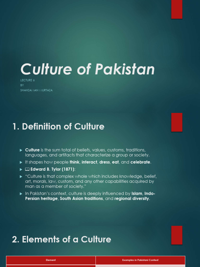 Lecture 6 Culture of Pakistan | PDF | Pakistan