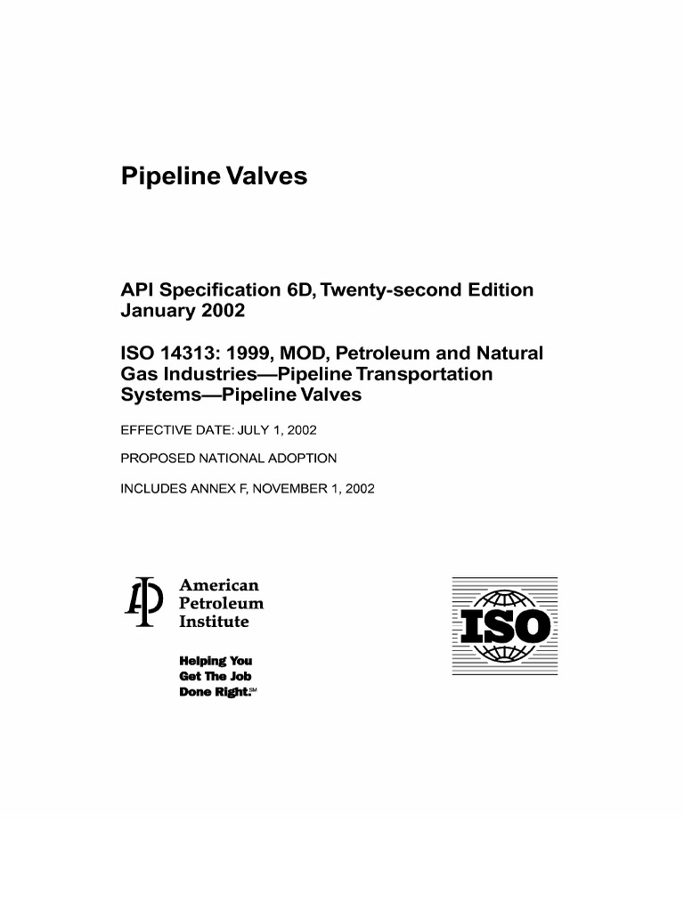 API Spec 6d (2002) | PDF