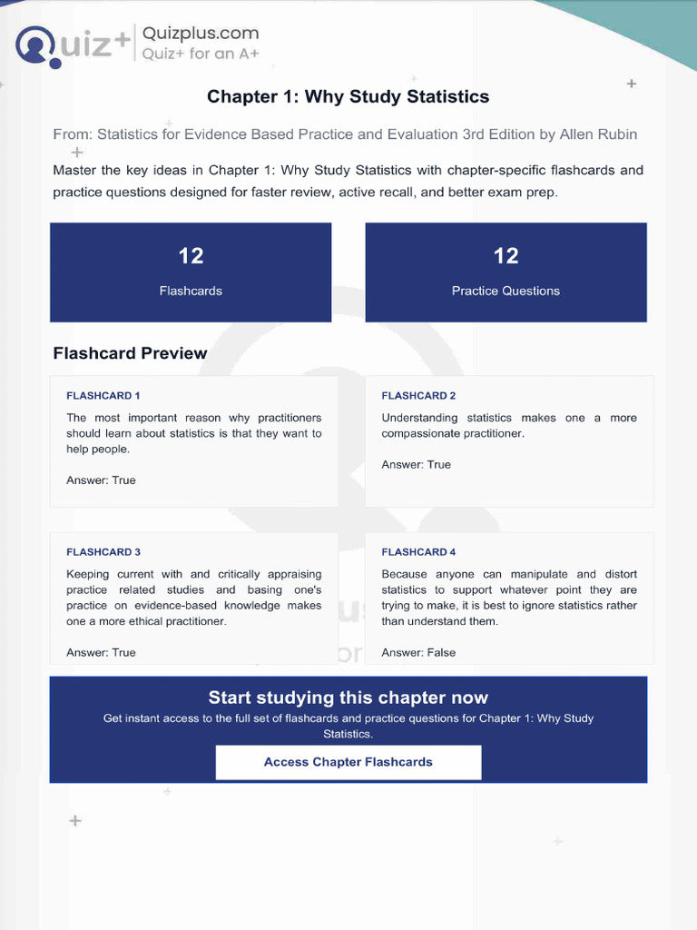 Flashcards for Chapter 1 Why Study Statistics | PDF