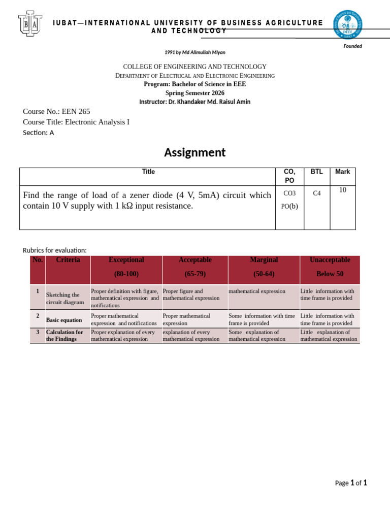 Assignment Question With Rubrics | PDF | Electronic Engineering ...