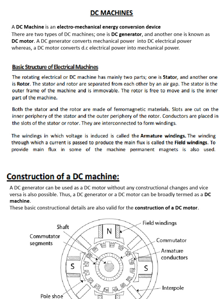 Dc Machine Notes | PDF | Electric Motor | Electric Generator