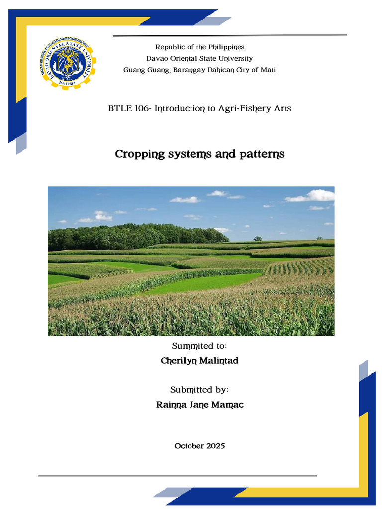 4As LP MamacR.cropping Systems and Patterns | PDF | Agriculture | Crop ...