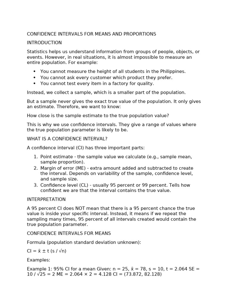 Confidence Intervals Report | PDF | Confidence Interval | Statistical ...