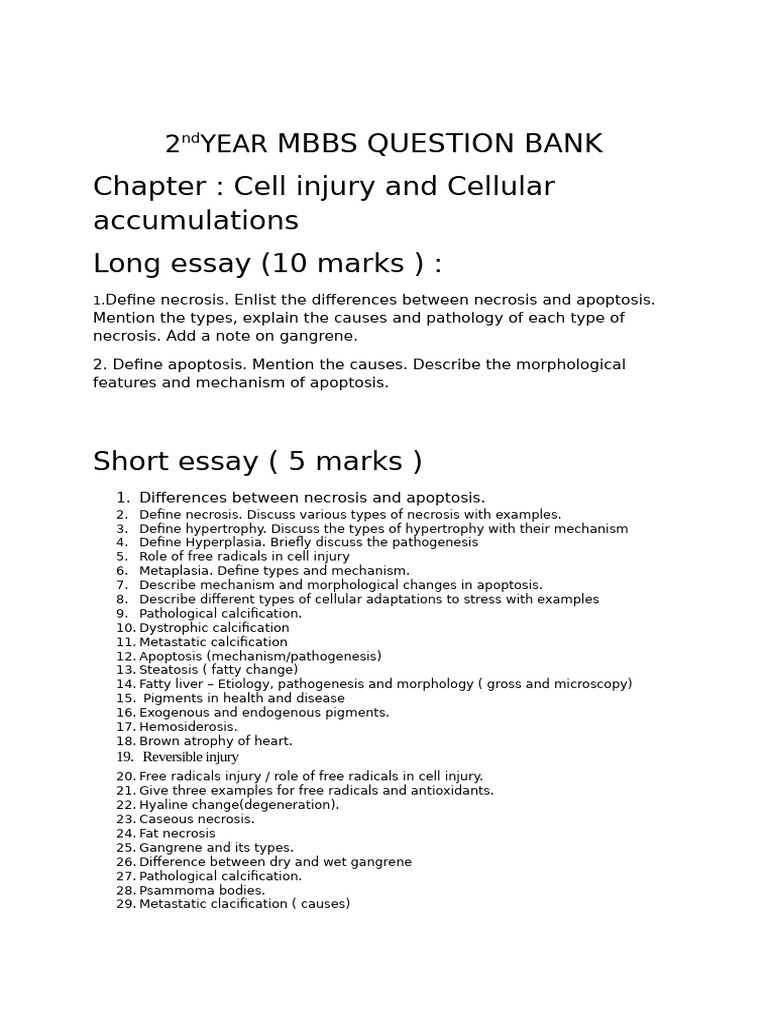 2nd Year Mbbs Question Bank | PDF | Carcinogenesis | Inflammation