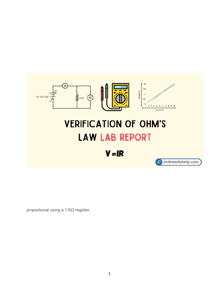 Lab Verification of Ohm's Law Lab Report | PDF | Voltage | Electrical ...