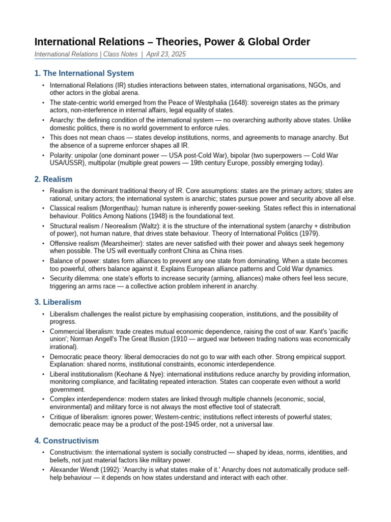 International Relations Notes | PDF | International Relations ...