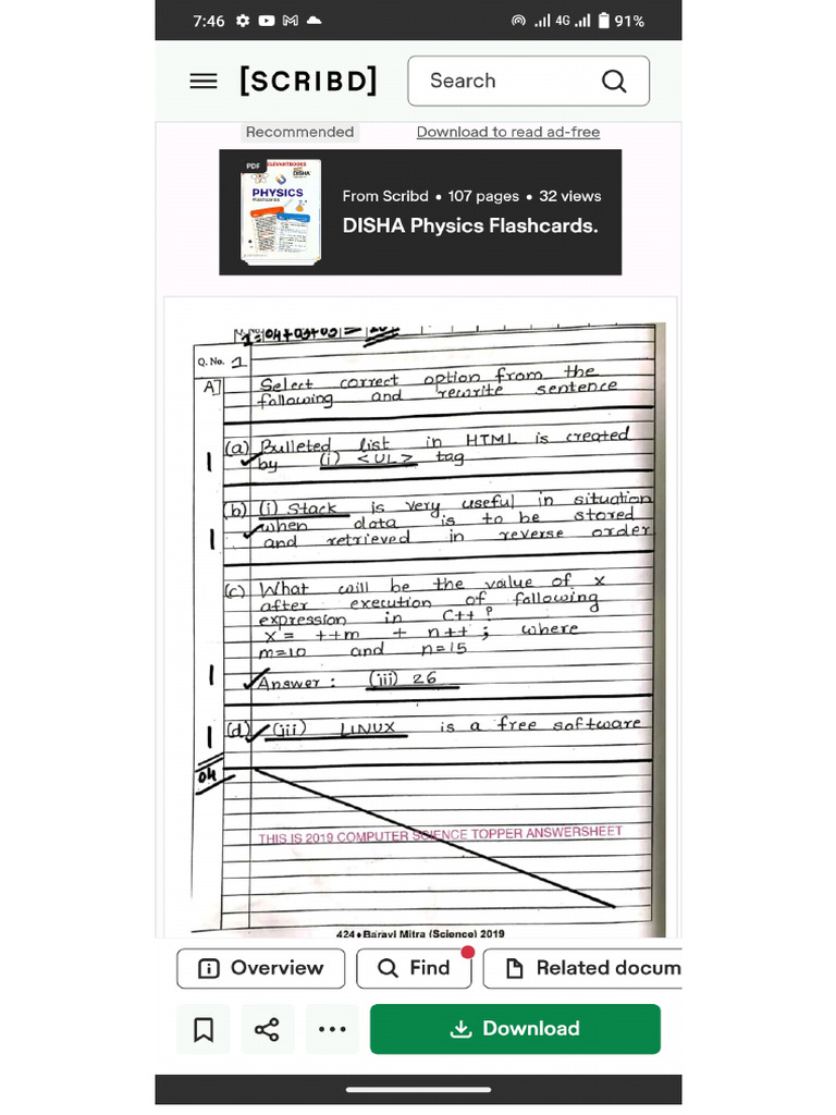 Cs Topper Answer Sheet | PDF