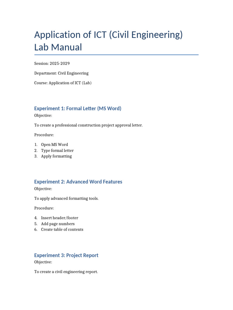 Application of ICT Lab Manual | PDF