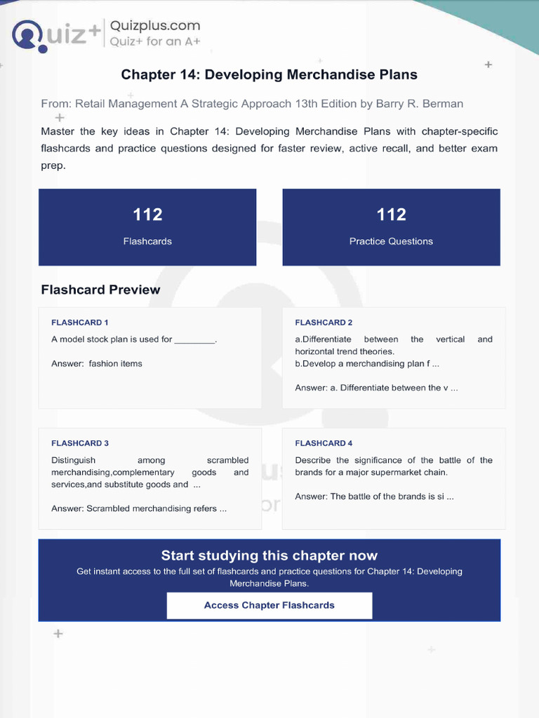 Flashcards for Chapter 14 Developing Merchandise Plans | PDF